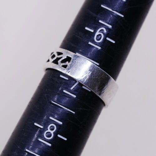 Sz 6.75, Vtg Sterling Silver Handmade Ring, 925 Silver Band W/ filigree
