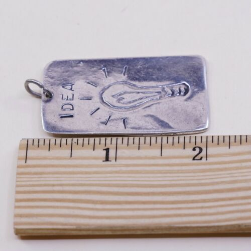 Vtg MCP Sterling Silver Handmade Pendant, Tag W/ Idea LightBulb , Stamped 925