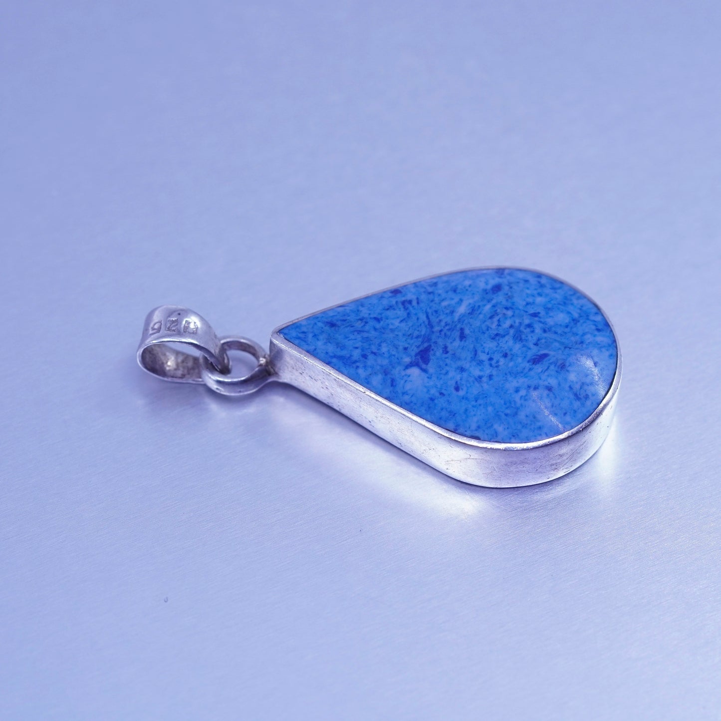 antique sterling 925 silver pendant teardrop sodalite charm