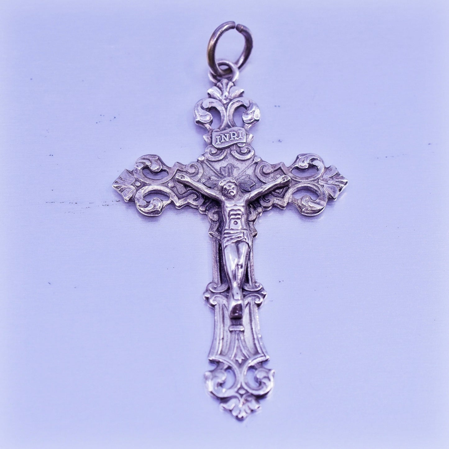 Vintage sterling 925 silver handmade Jesus cross pendant
