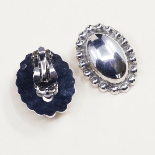 VINTAGE Mexico Handmade Sterling Silver, Solid 925 CLIP ON EARRINGS W Beads