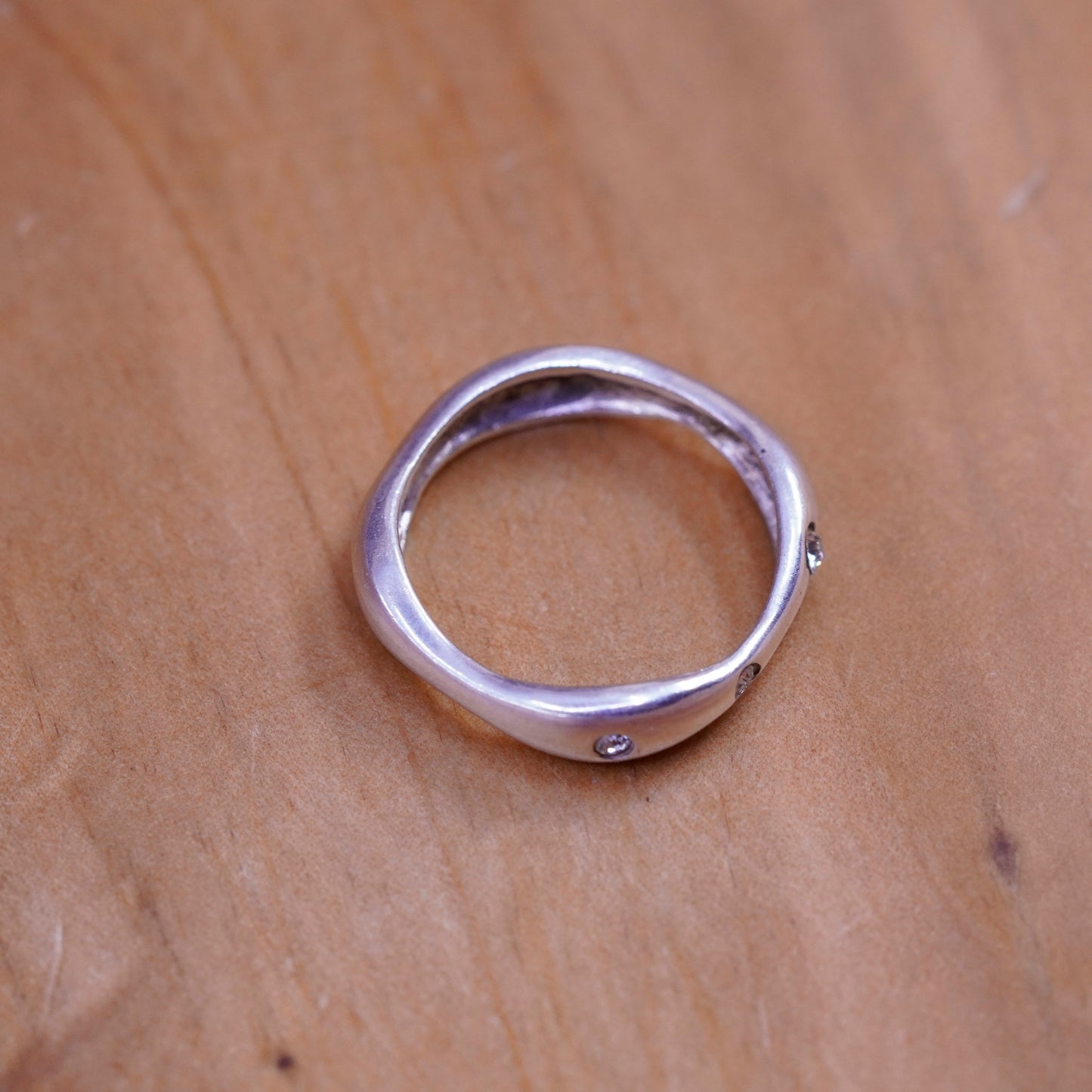 Size 5.75, vintage Sterling silver ring, 925 band with cz