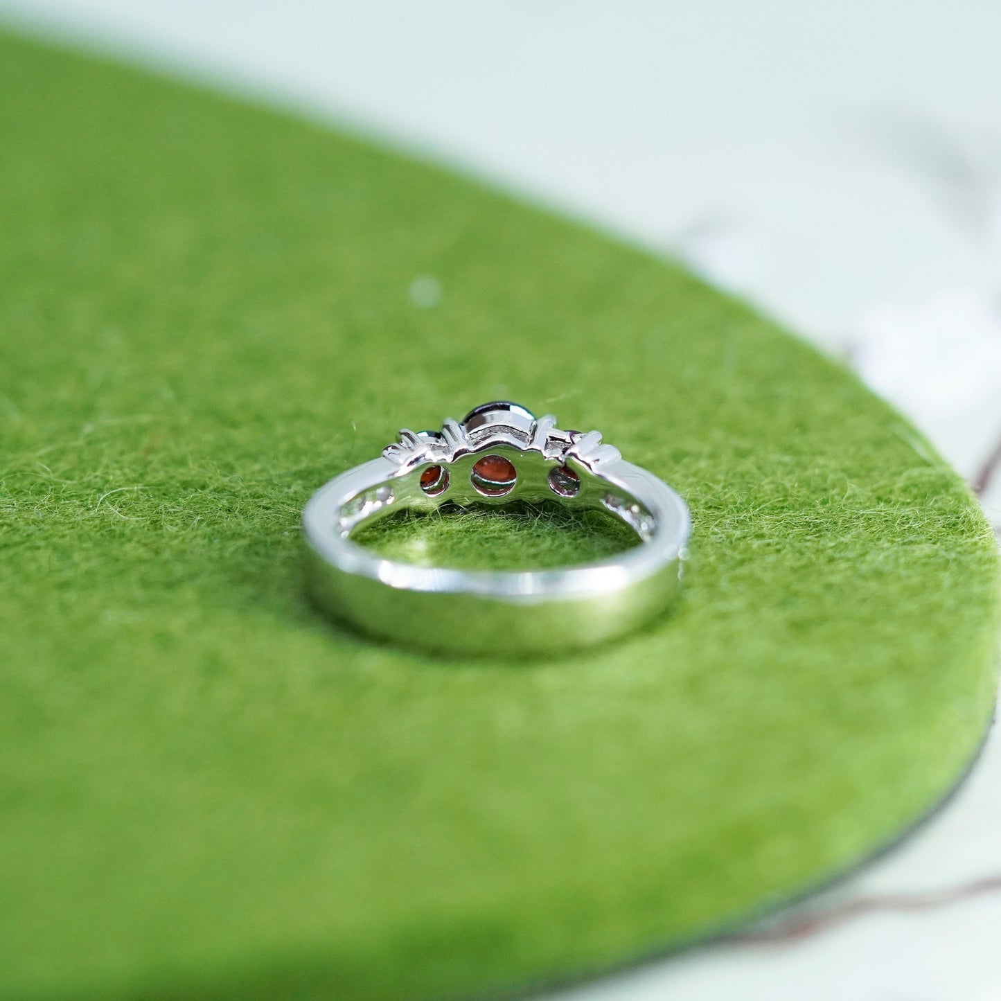 Size 7, Vintage sterling 925 silver handmade engagement ruby and cz ring