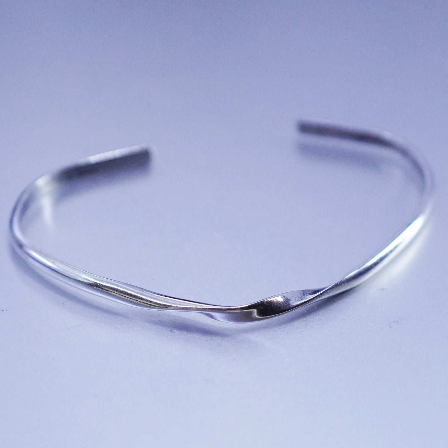 6.25”, Vintage Sterling 925 silver handmade bracelet, stackable twisted cuff
