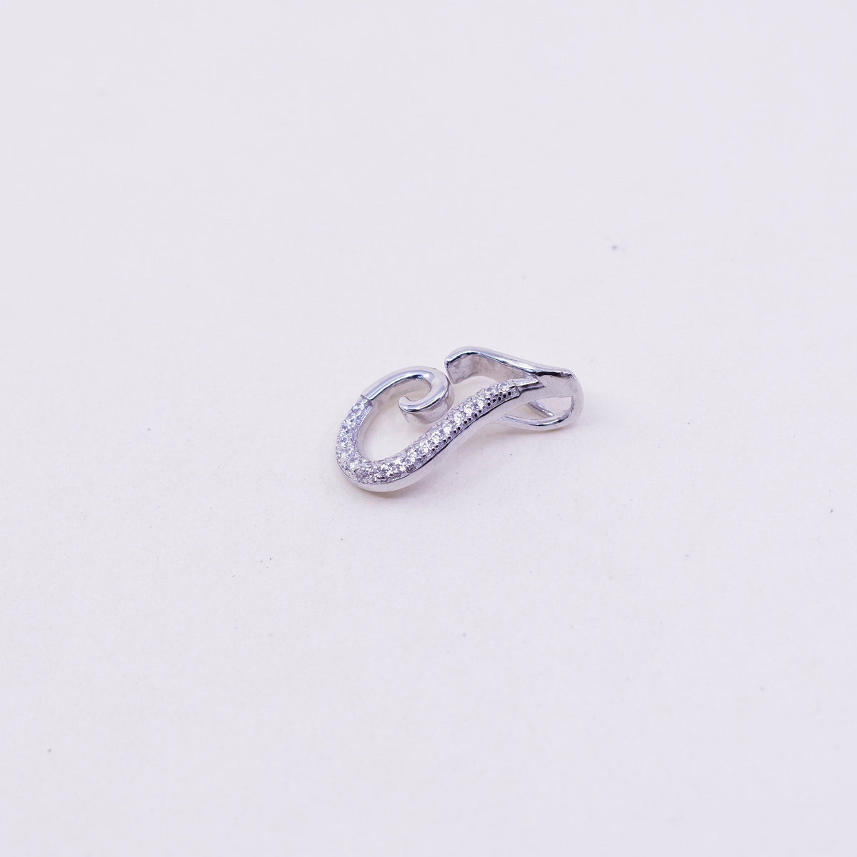 Vintage sterling silver cz pendant, 925 teardrop pendant