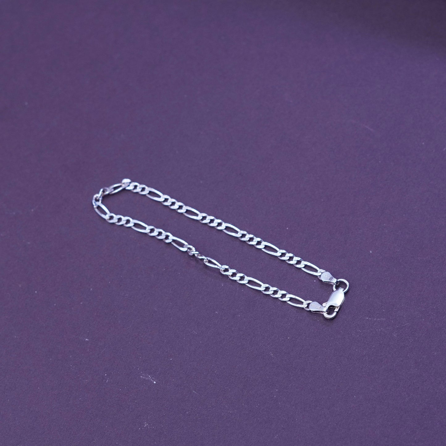 7”, 3mm, vintage Sterling silver bracelet, 925 figaro link chain