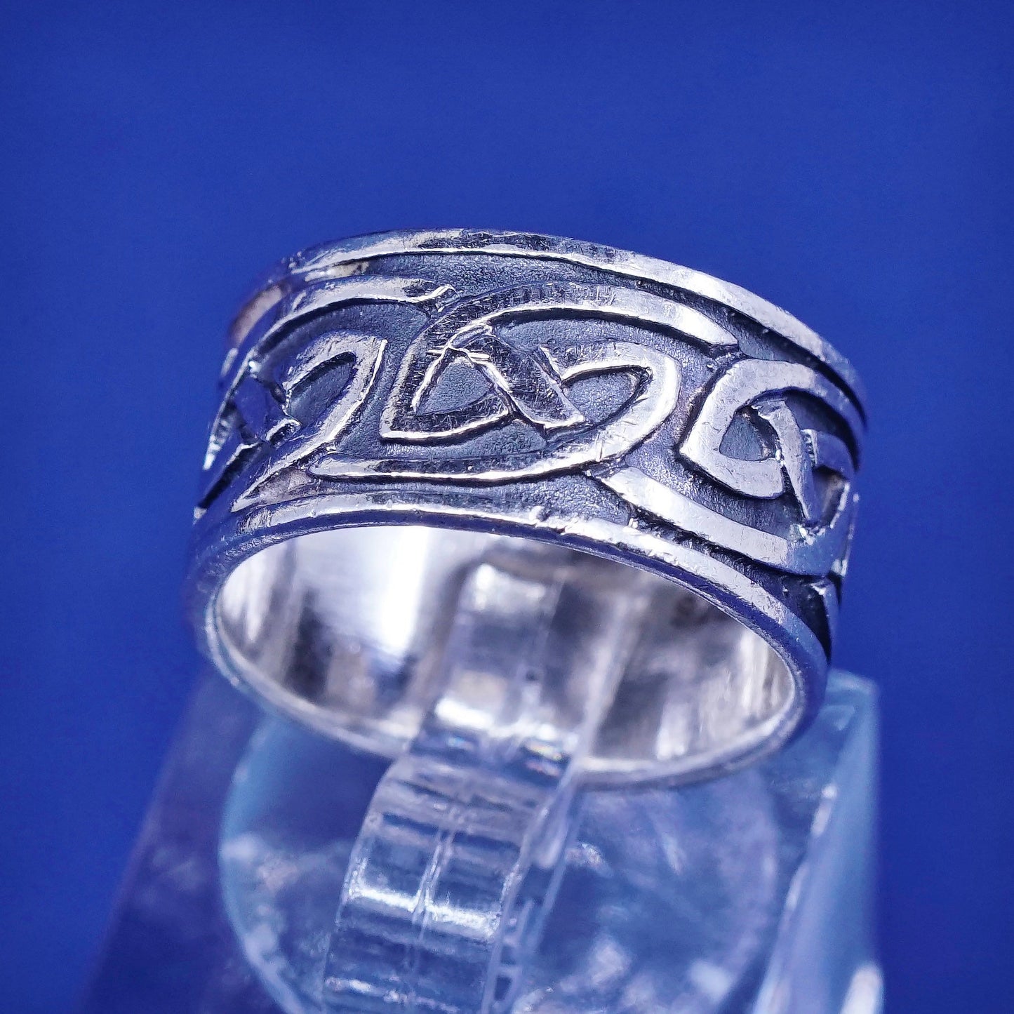 Size 5, vintage Sterling silver handmade ring, hopi 925 woven textured band