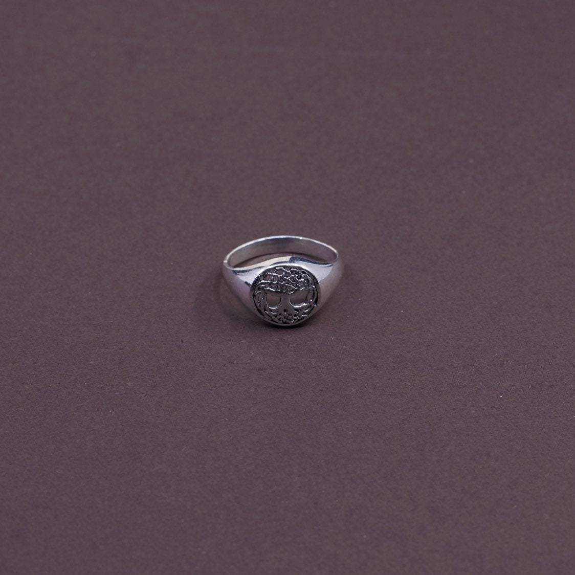 sz 8, vtg Sterling 925 silver handmade ring, filigree band, stamped 925