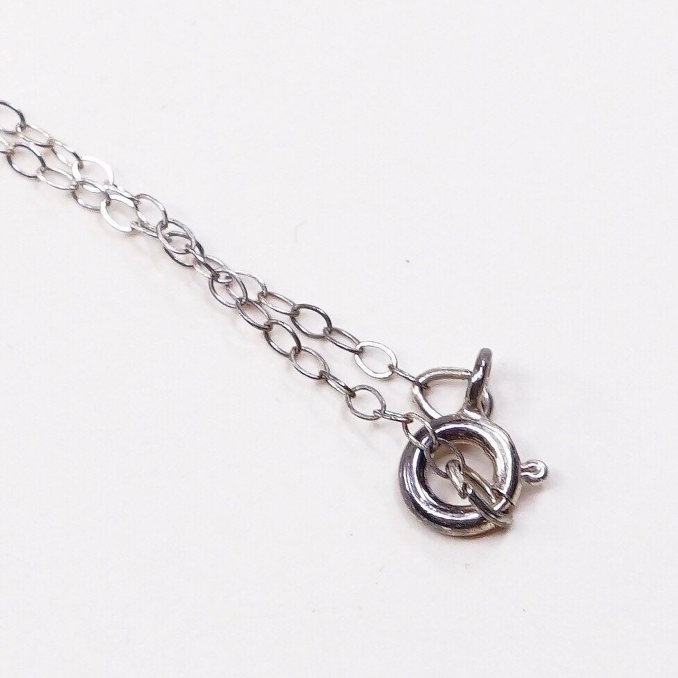 18", VTG Sterling silver handmade necklace, 925 circle chain w/ cushion citrine