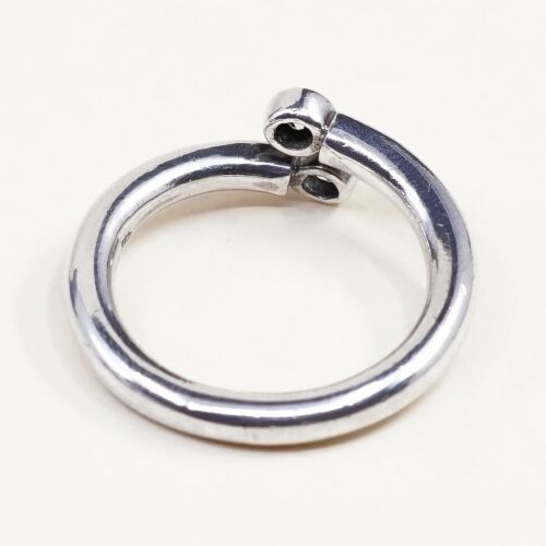 Sz 8.5, Vtg Sterling Ring, 925 Silver Handmade Engagement Band Ring W/ CZ,