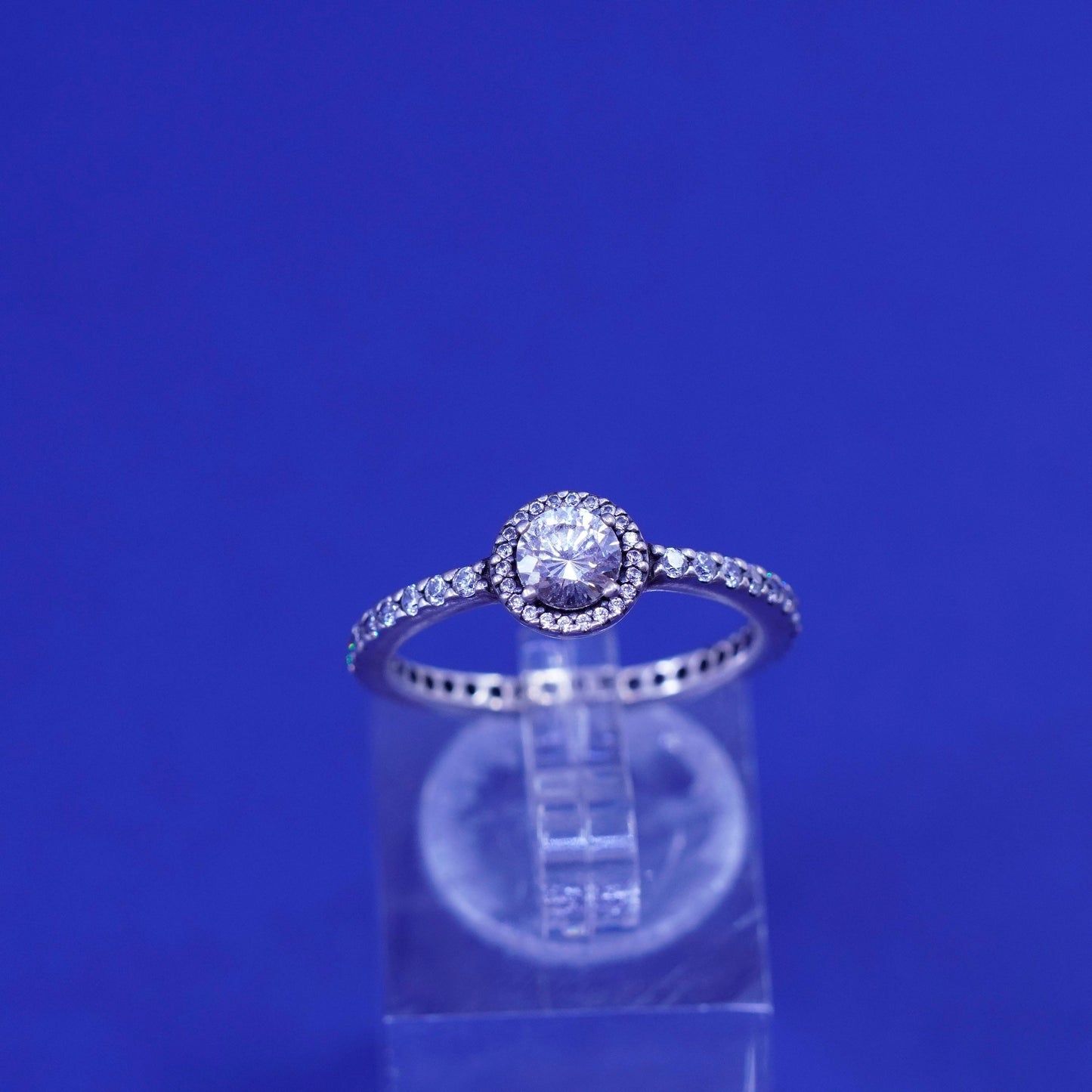 Size 7.75, vintage ALE sterling 925 silver engagement ring with cz
