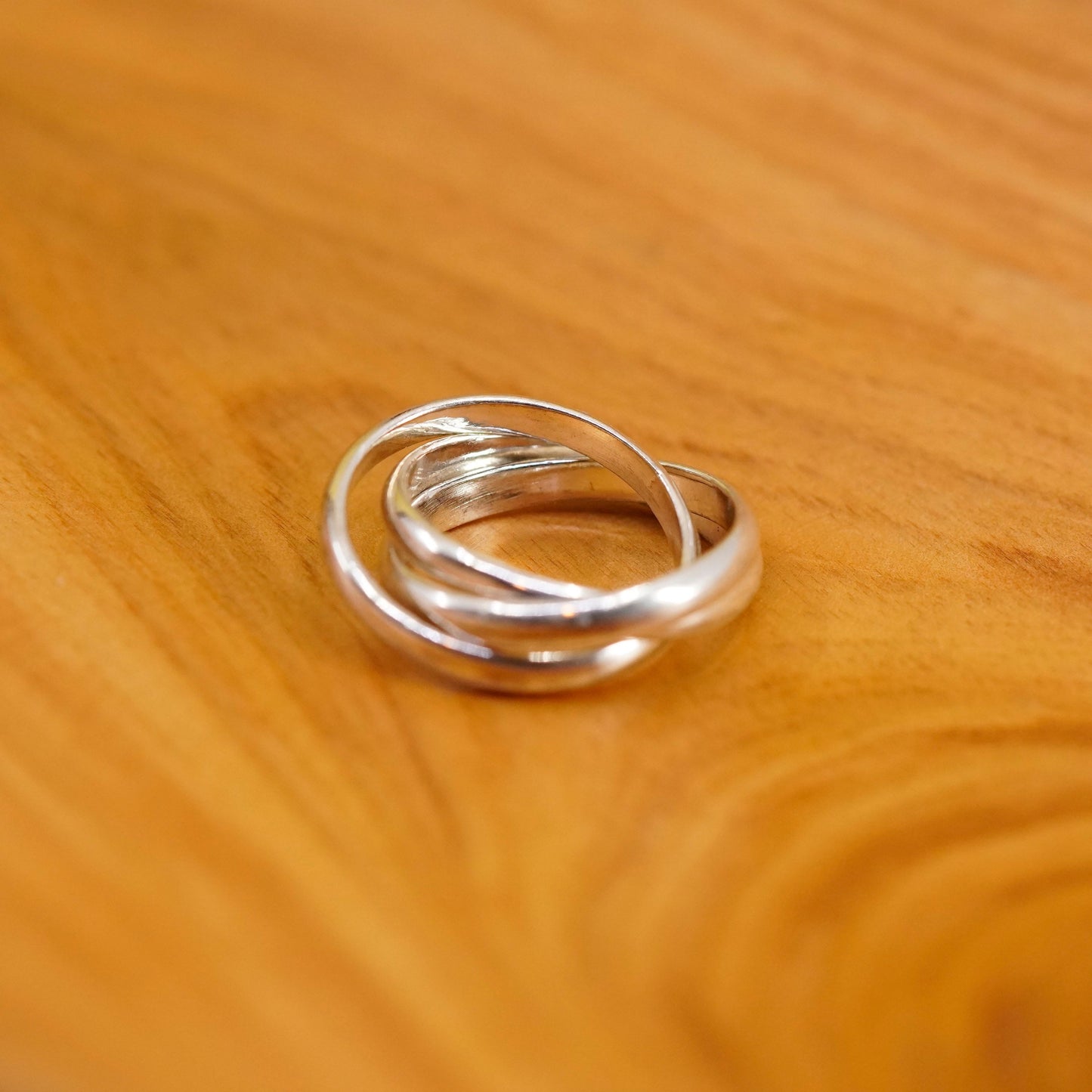 size 6, vintage Sterling silver handmade ring, 925 entwined band