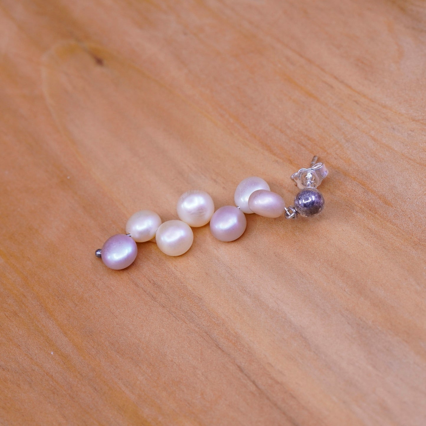 Sterling silver handmade earrings, 925 studs with pearl drops
