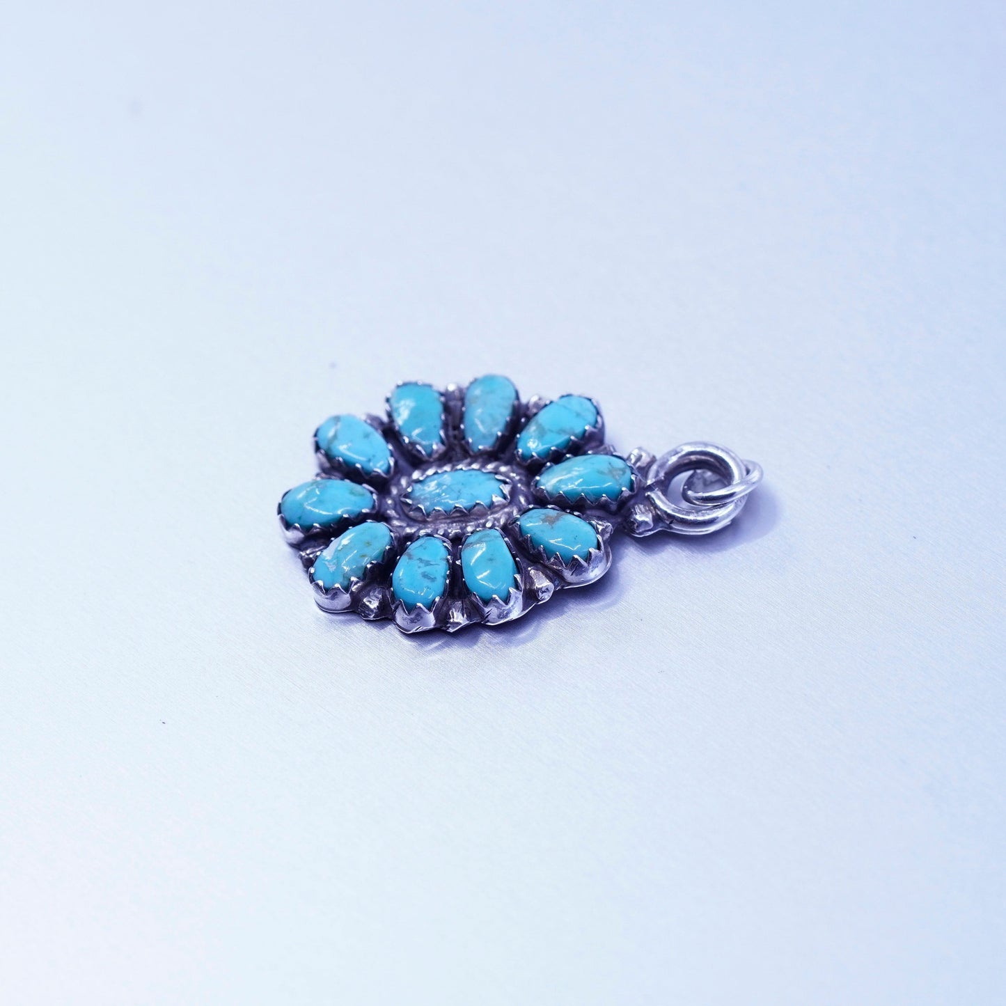 antique Native American navajo sterling 925 silver pendant with turquoise