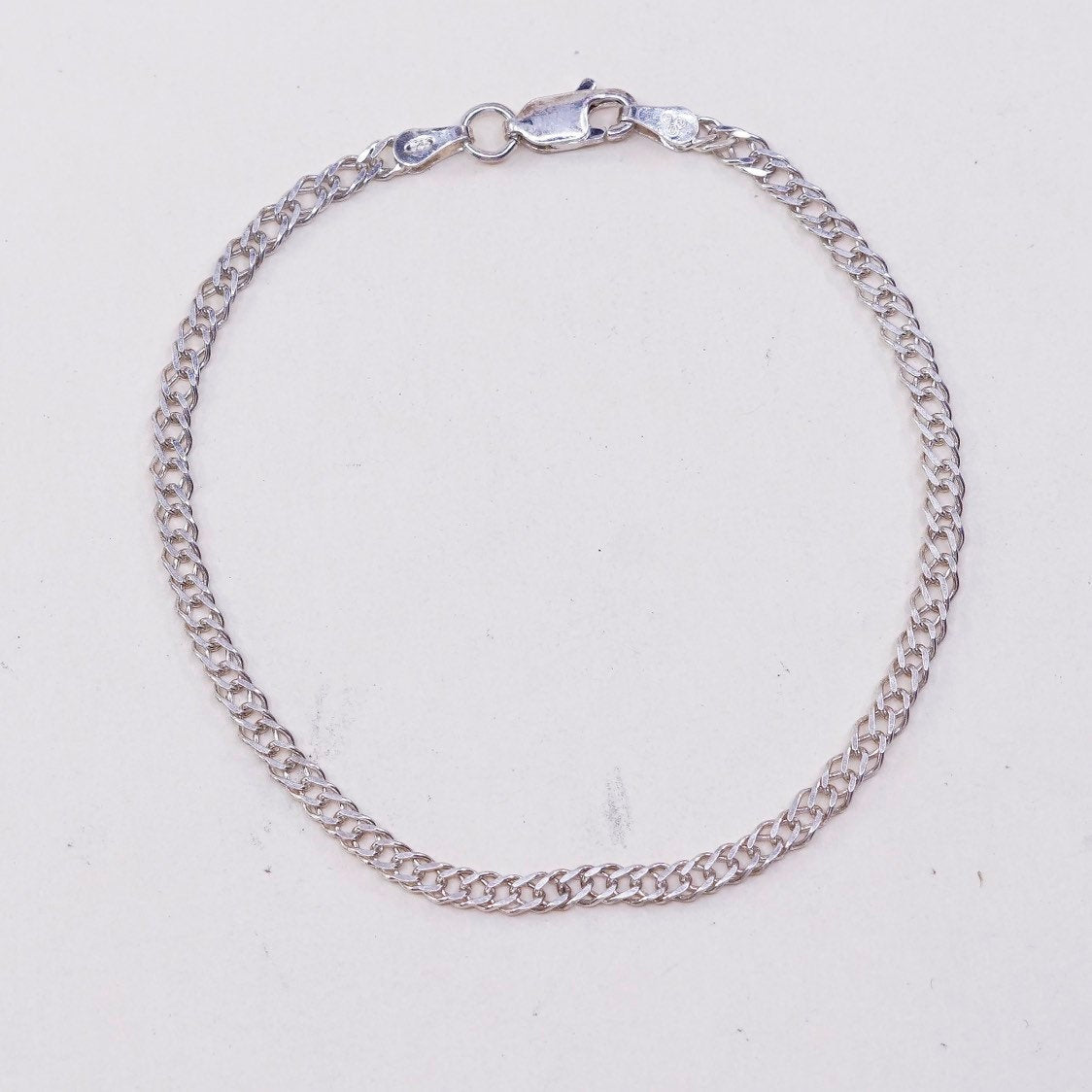 7.25", 4mm, VTG sterling silver double curb link chain, italy IBB 925 bracelet,