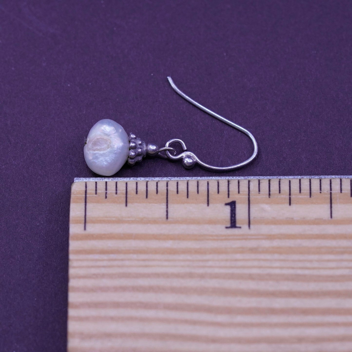 Vintage Sterling 925 silver handmade earrings with pearl