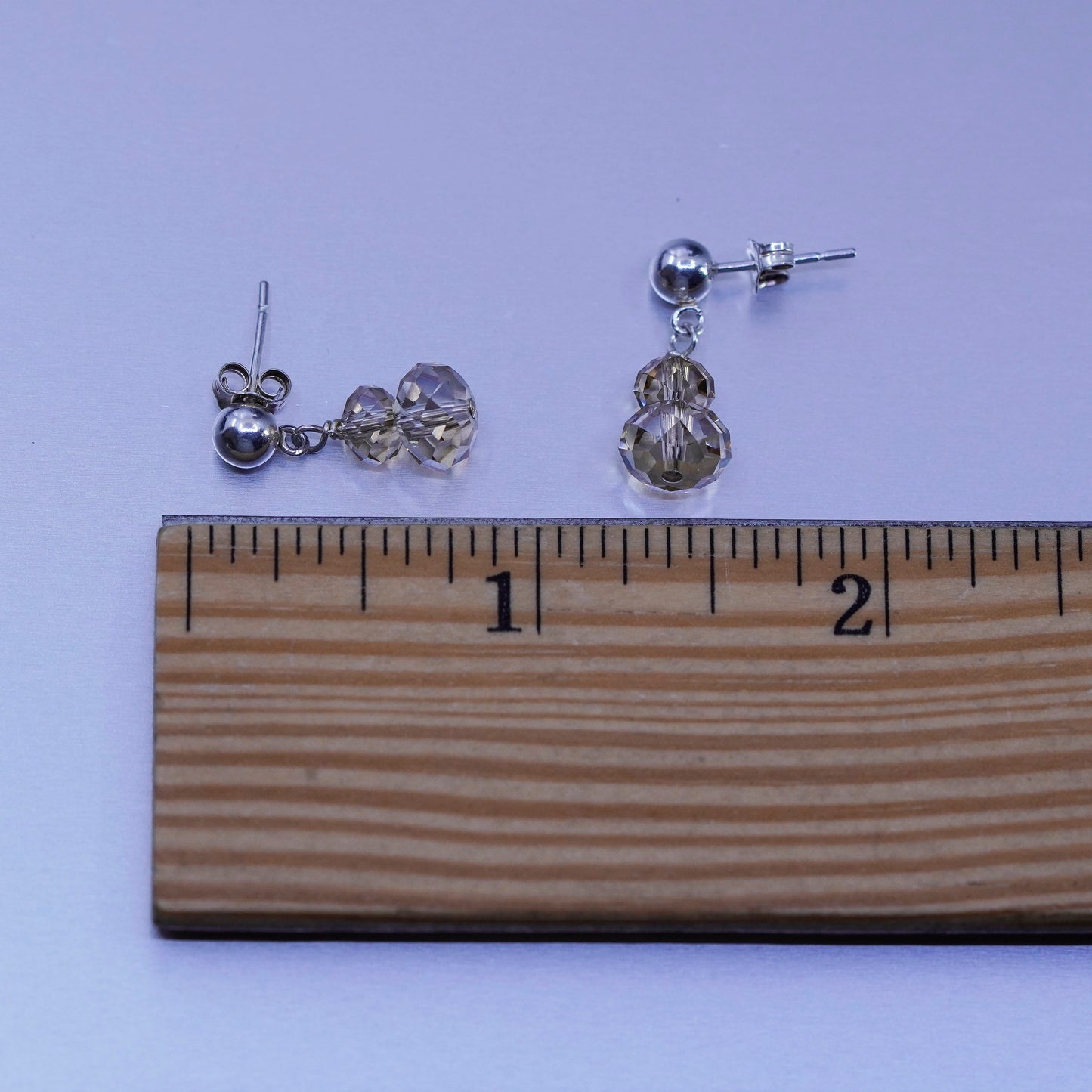 Vintage Sterling 925 silver handmade earrings with crystal