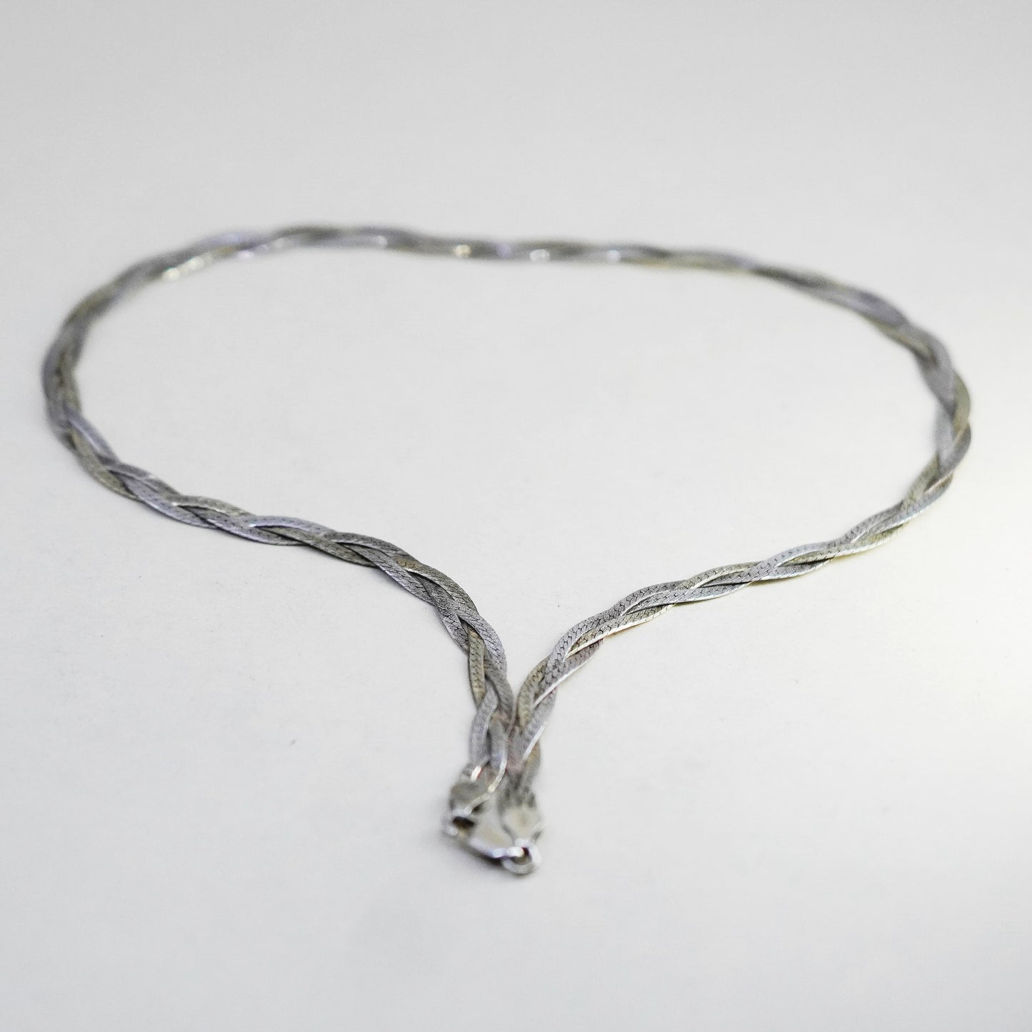 16”, milor vermeil gold sterling silver necklace 925 woven braided s link chain