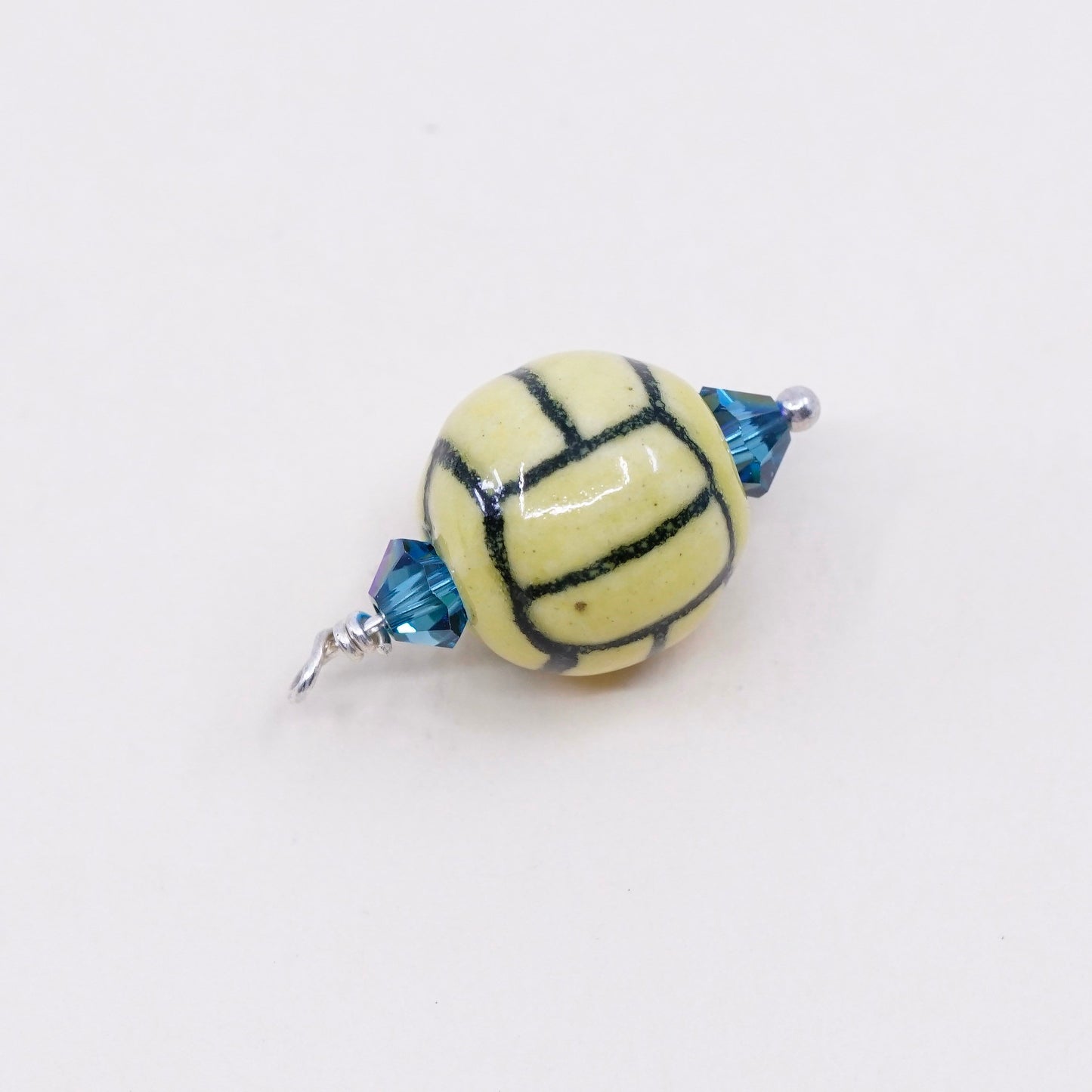 Vintage Sterling silver handmade pendant, fine 925 silver wire with yellow bead