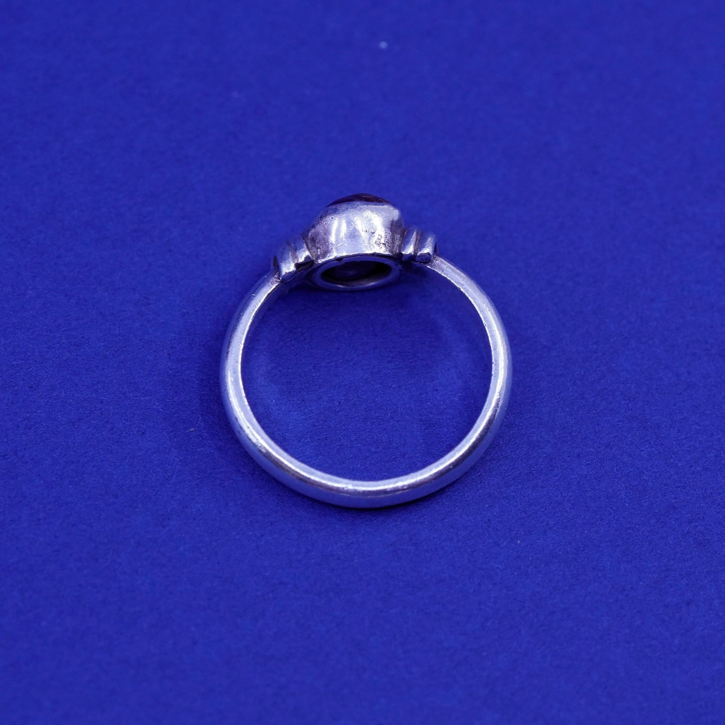 Size 6, vintage sterling 925 silver statement ring band with pearl