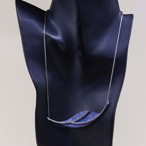 16” Handmade Modern Sterling 925 Silver Necklace Snake W/ Hyacinth Leaf Pendent