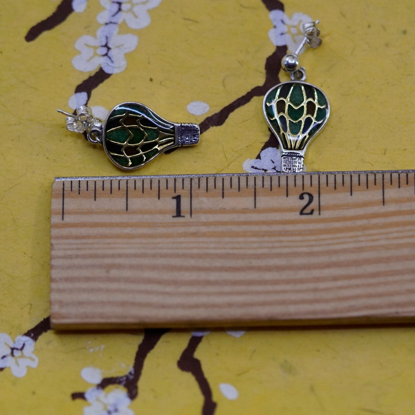vtg Carolyn Pollack Relios Sterling 925 Silver Hot Air Balloon Enamel Earrings