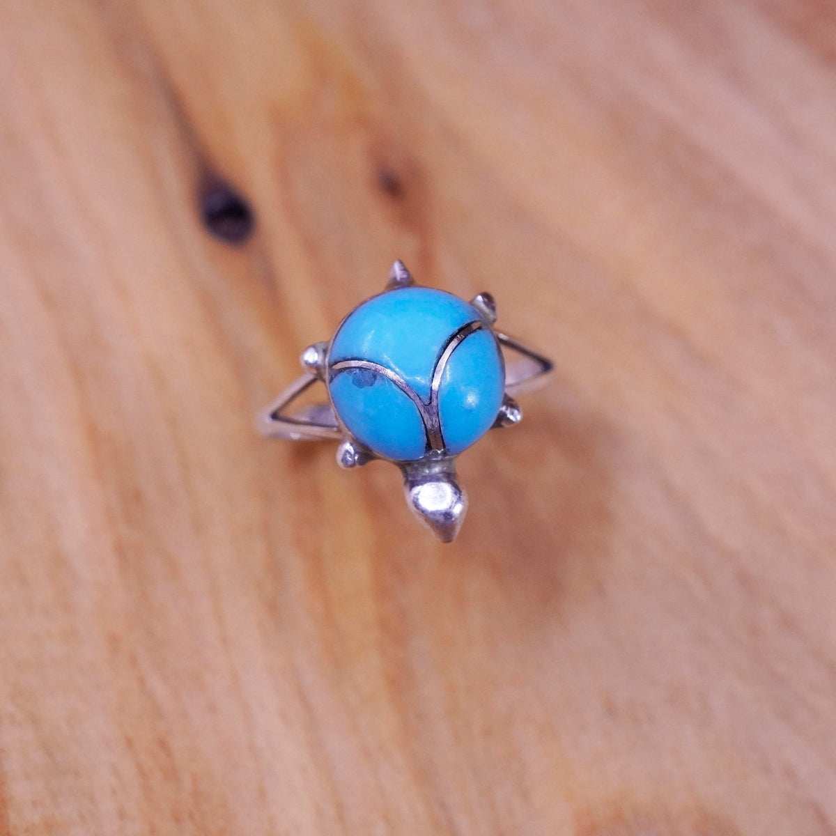 Size 6, southwestern Sterling 925 silver turtle ring turquoise, southwestern