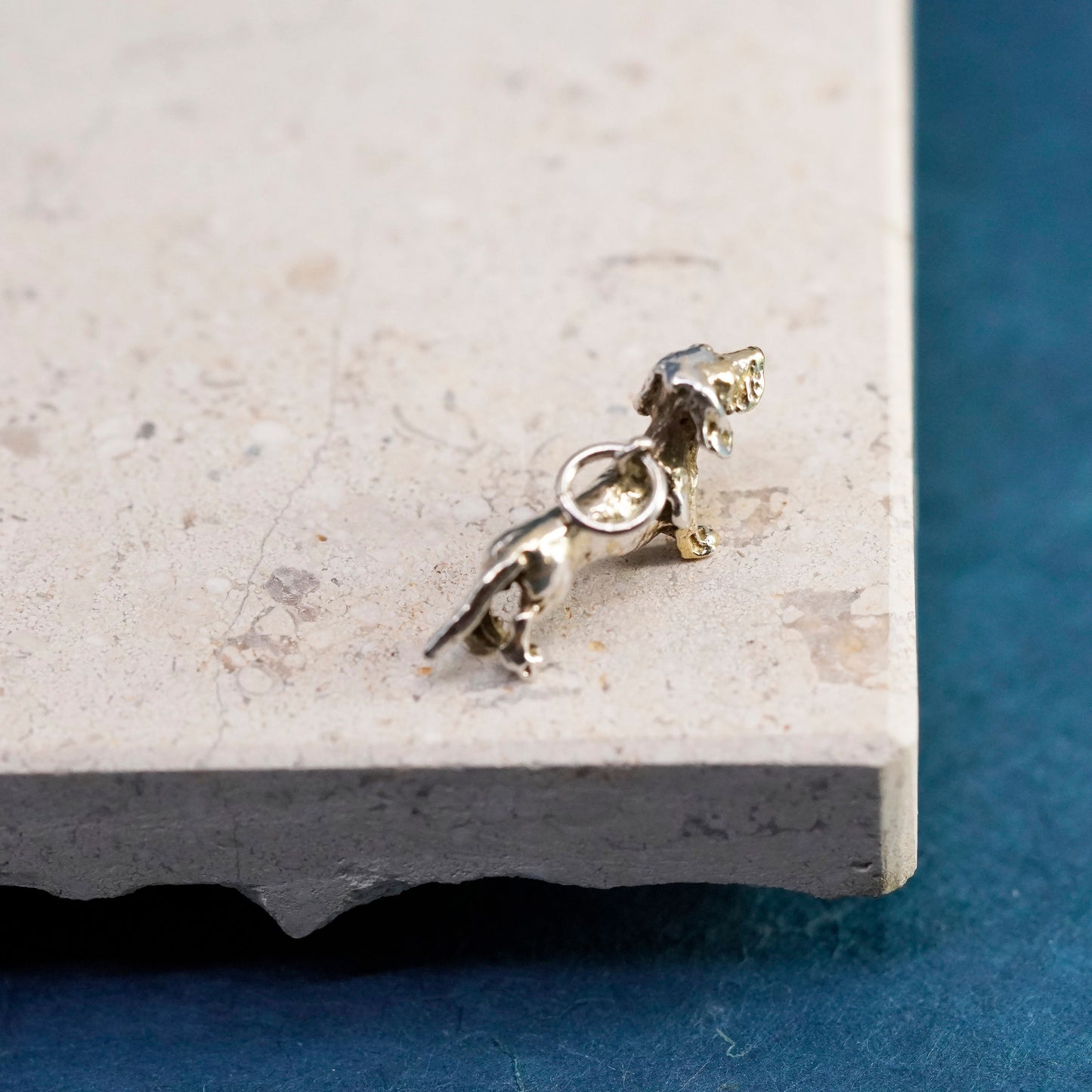 Vintage Sterling silver handmade pendant. 925 Dachshund dog charm