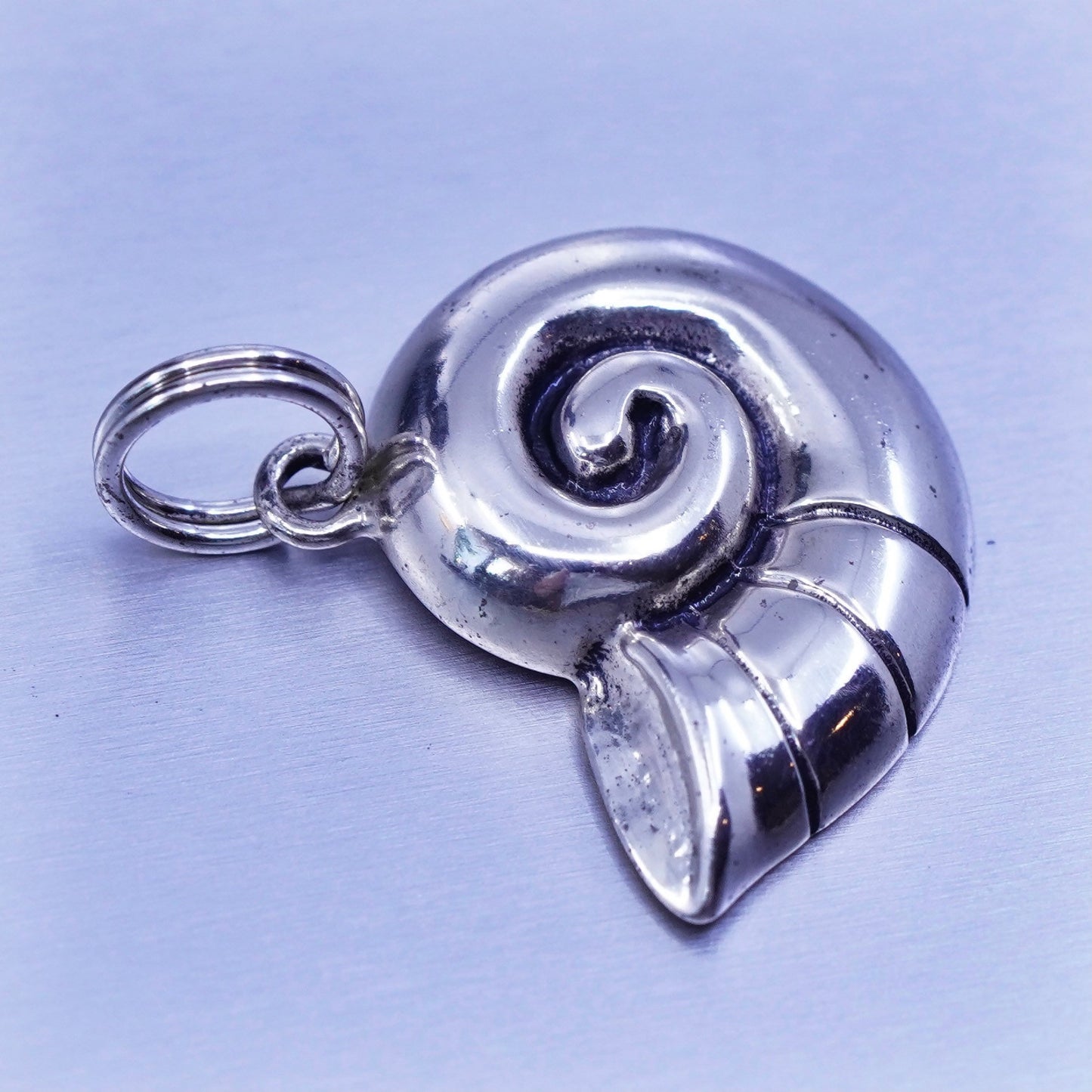 Vintage Disney sterling 925 silver handmade shell pendant charm