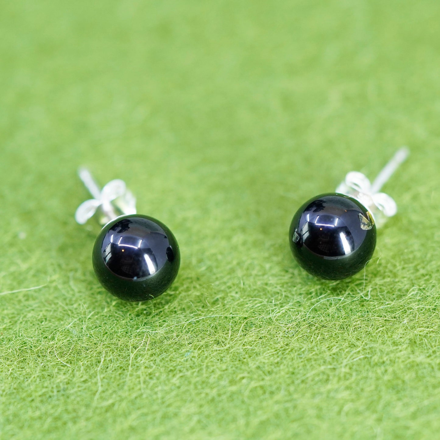 Vintage sterling silver 925 obsidian studs, handmade earrings