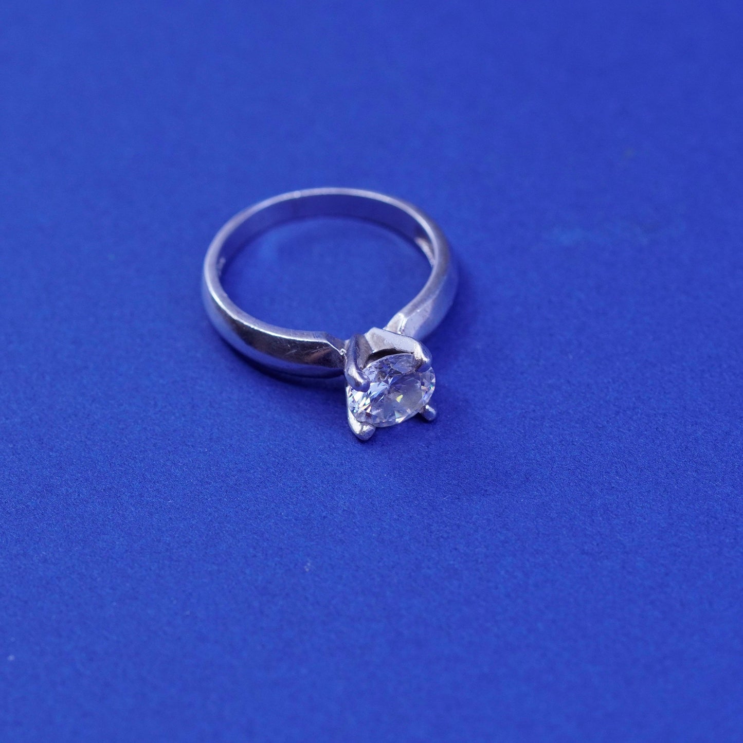 Size 6.25, vintage Sterling silver handmade ring, 925 engagement band with cz