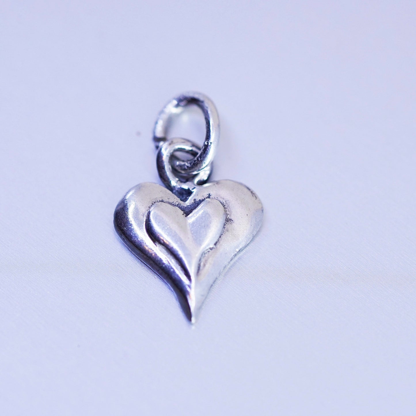 antique sterling 925 silver heart charm pendant
