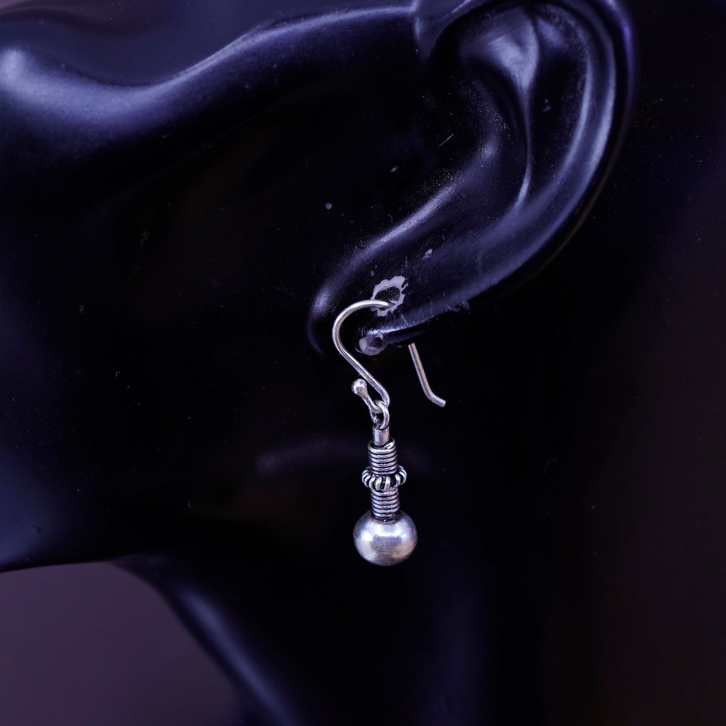Vintage Sterling silver handmade earrings, 925 beads drops