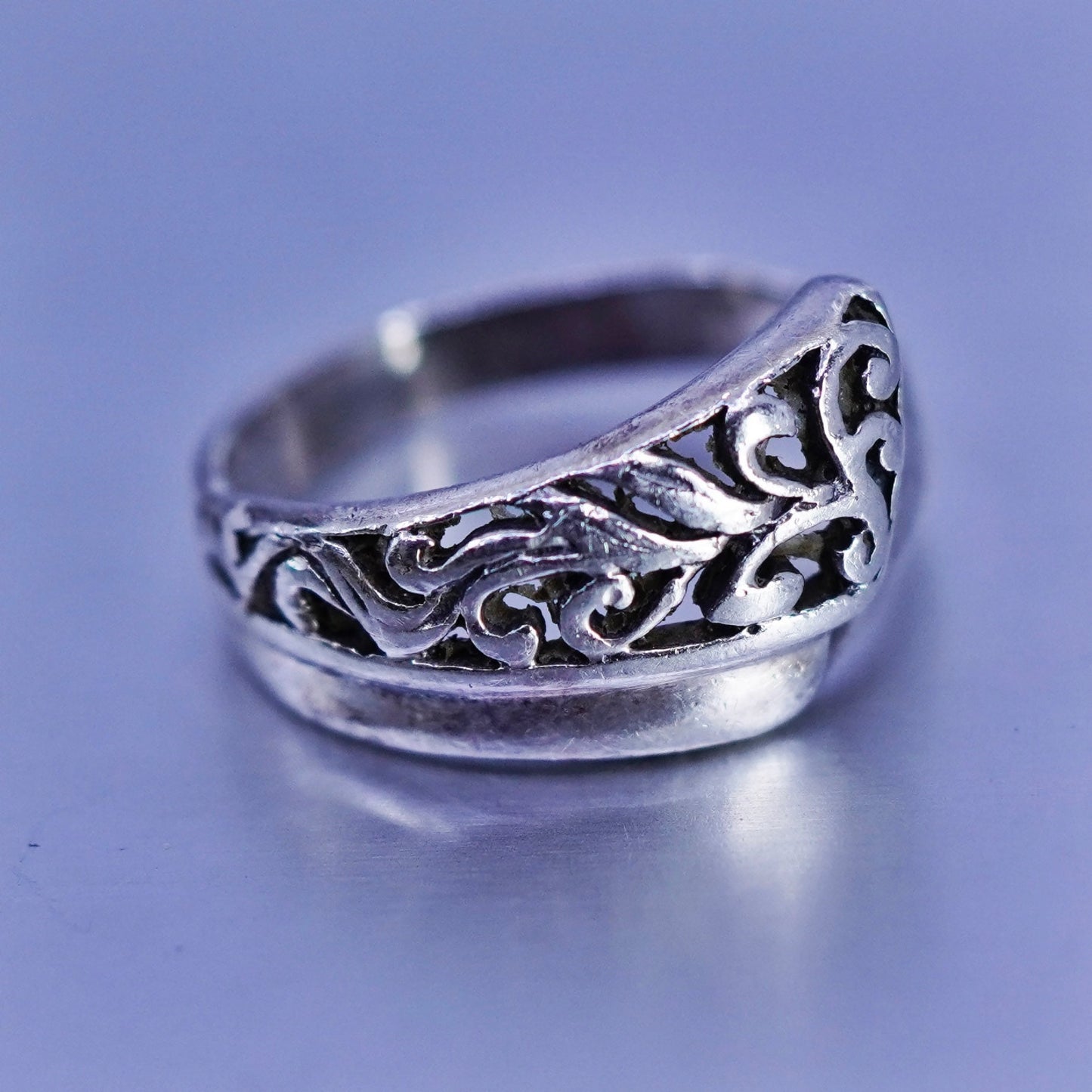 Size 6.5, vintage Sterling 925 silver handmade ring, filigree band