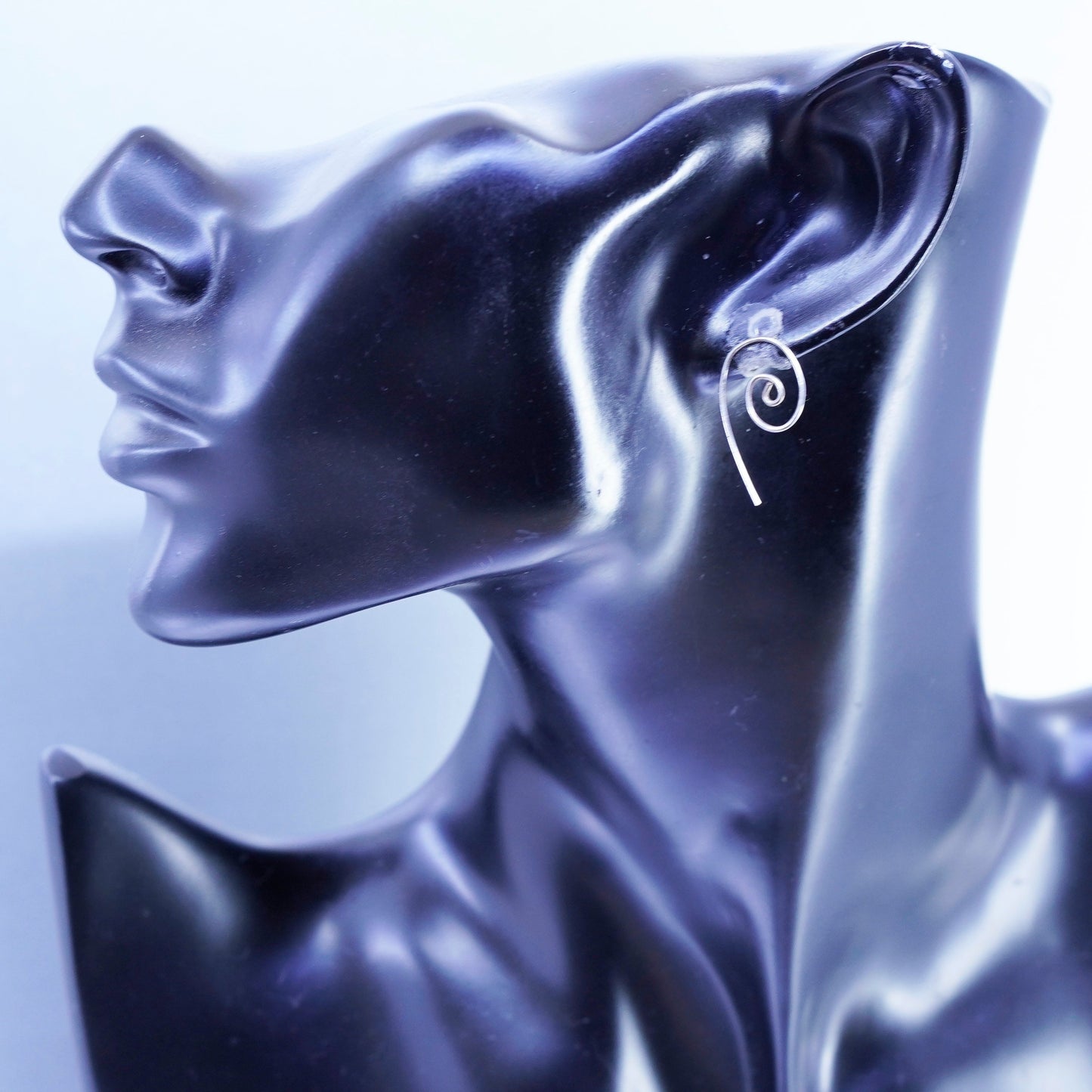 Vintage Sterling 925 silver handmade swirly earrings
