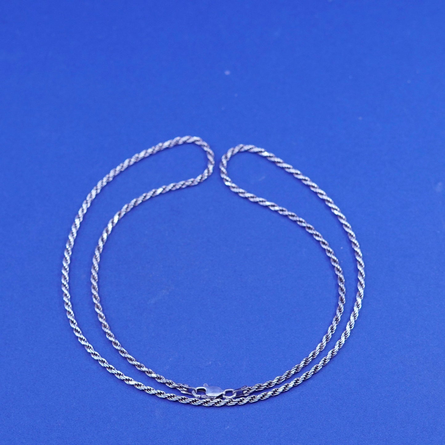 24”, 2mm, vintage Italy Milor Sterling silver handmade necklace, 925 rope chain