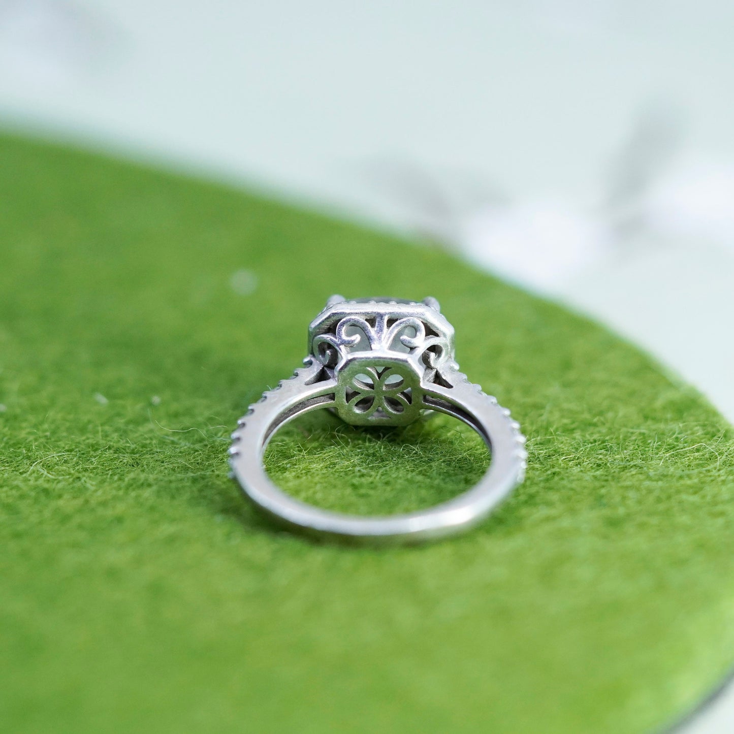 Size 5, vintage sterling 925 silver ring with square CZ, engagement band