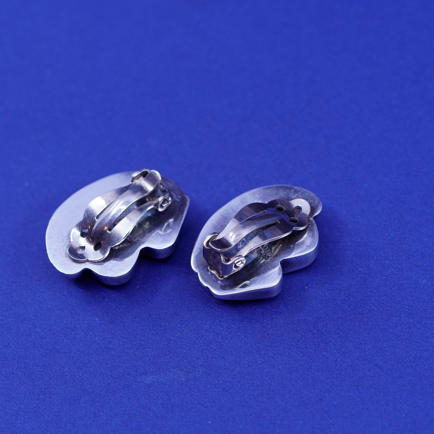 Vintage Barra Sterling silver handmade earrings, 925 ribbed clip on