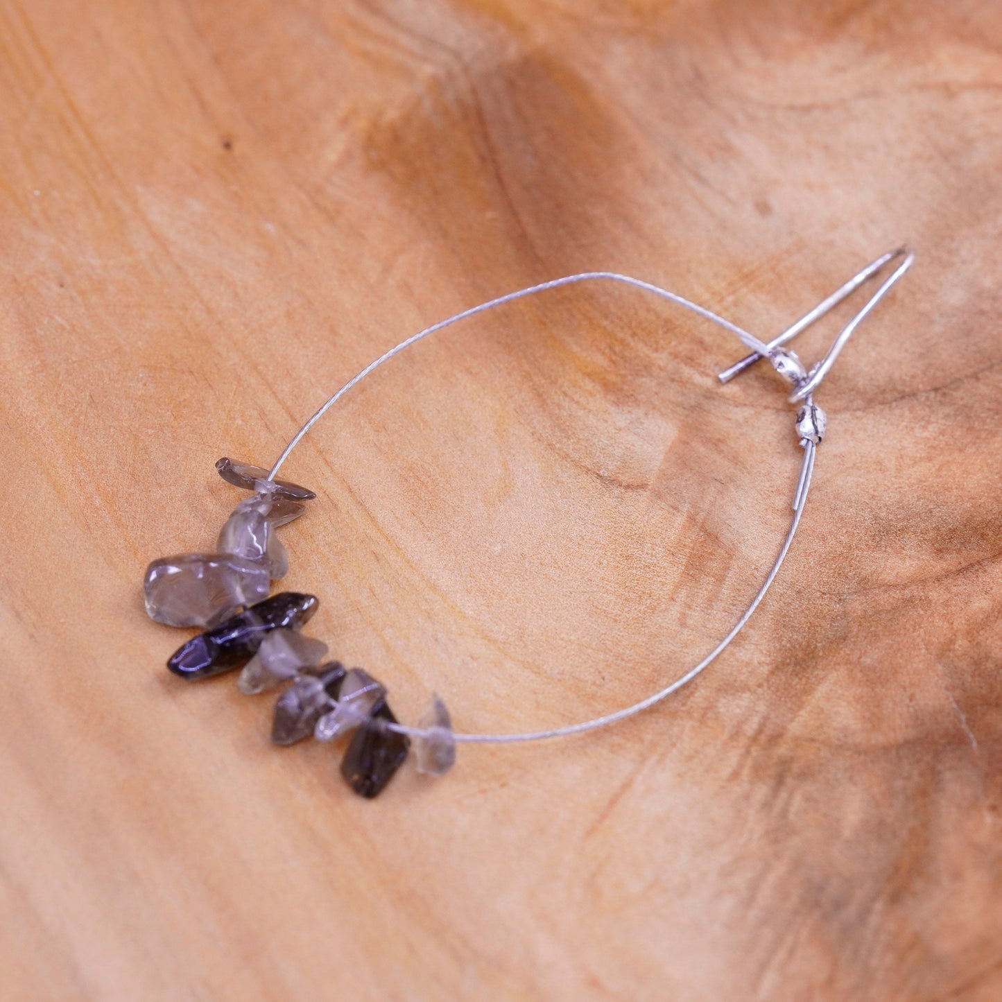 Vintage Sterling 925 silver handmade earrings with smoky topaz