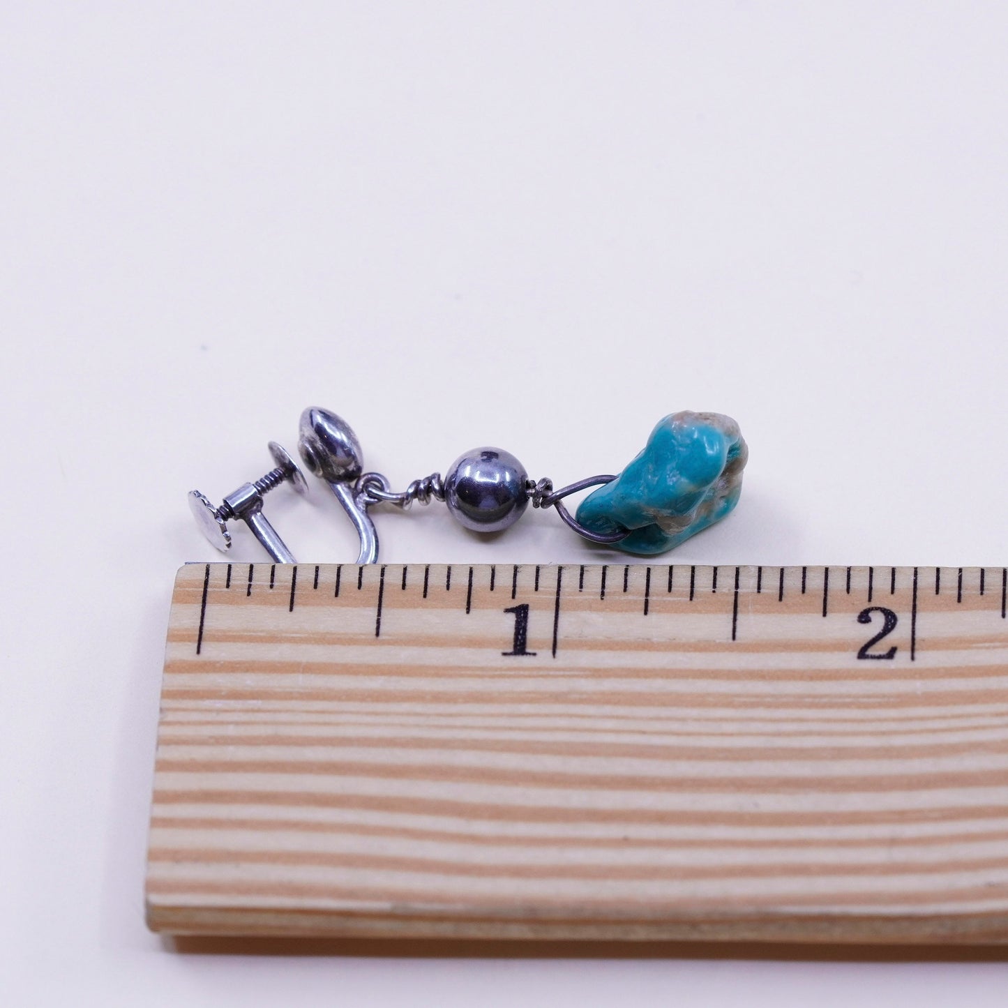 Native American navajo Sterling 925 silver screw back earrings turquoise