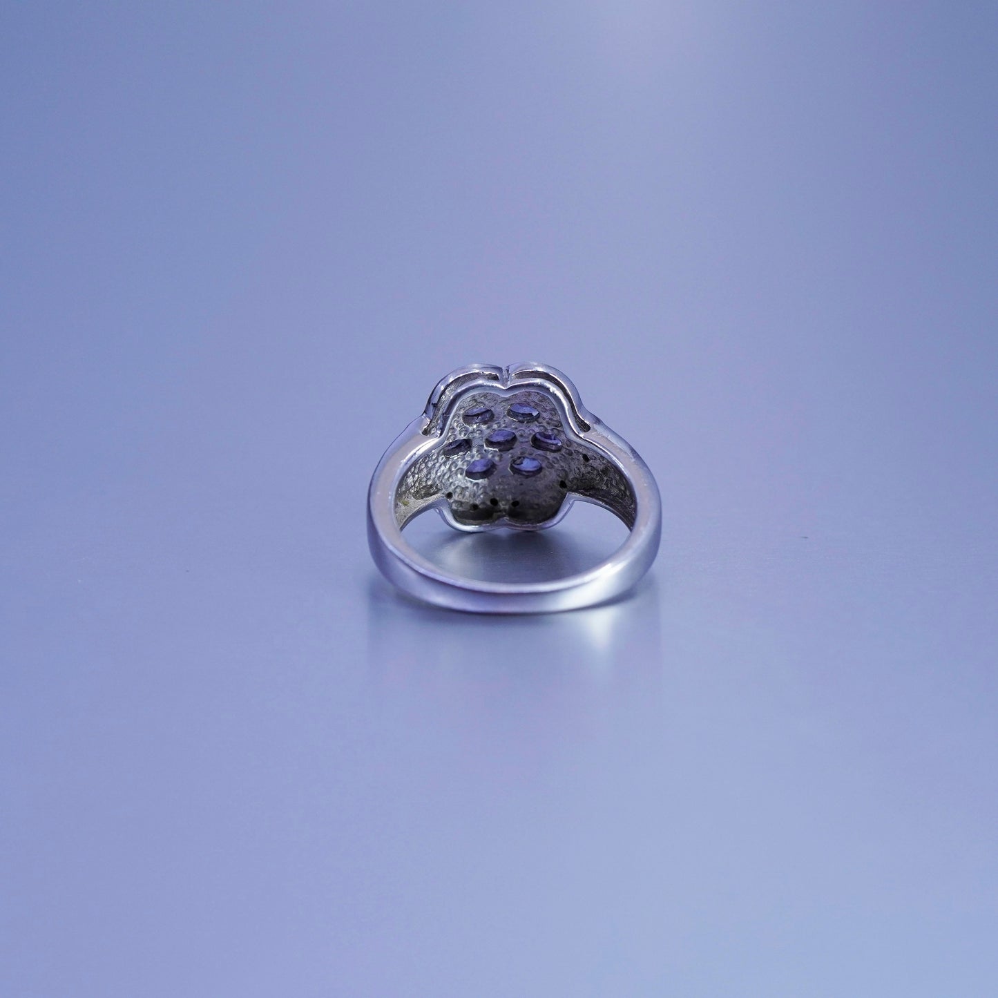 Size 8.5, vintage Sterling 925 silver handmade ring with cluster amethyst