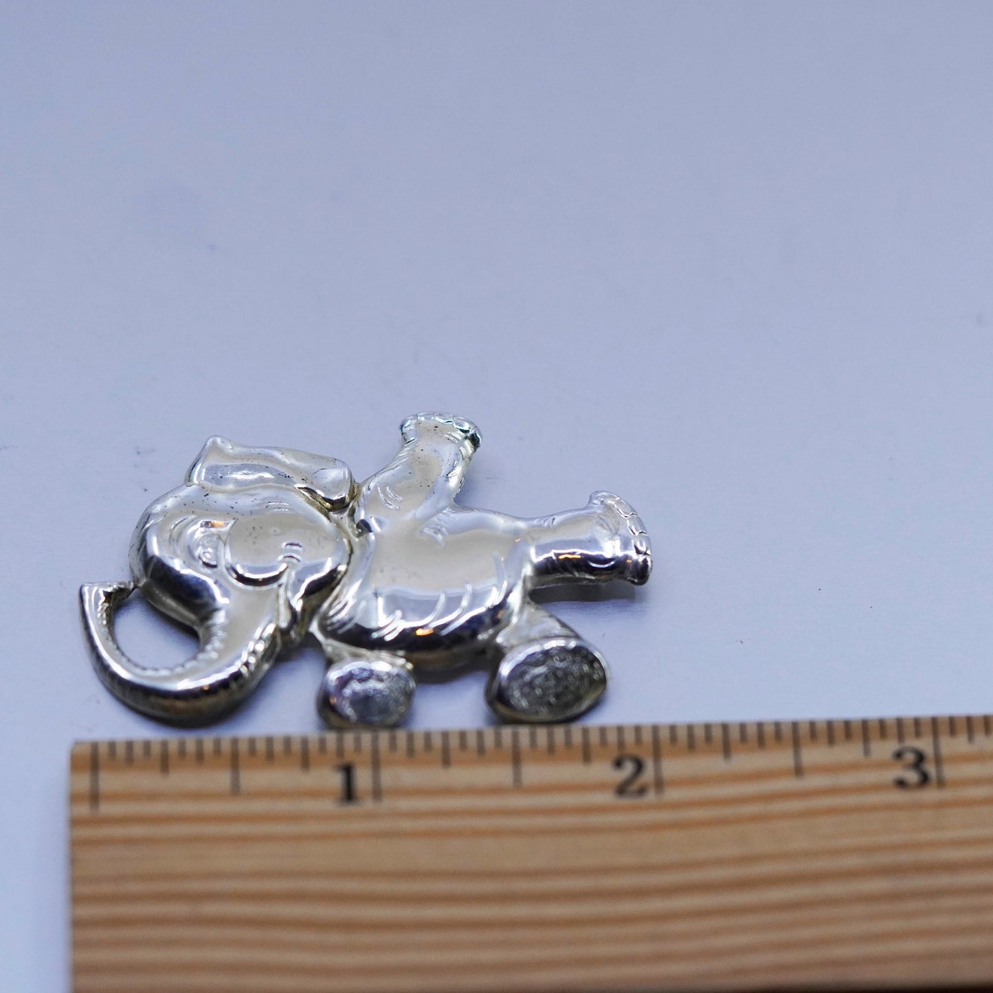 Vintage sterling silver handmade brooch, 925 elephant pin