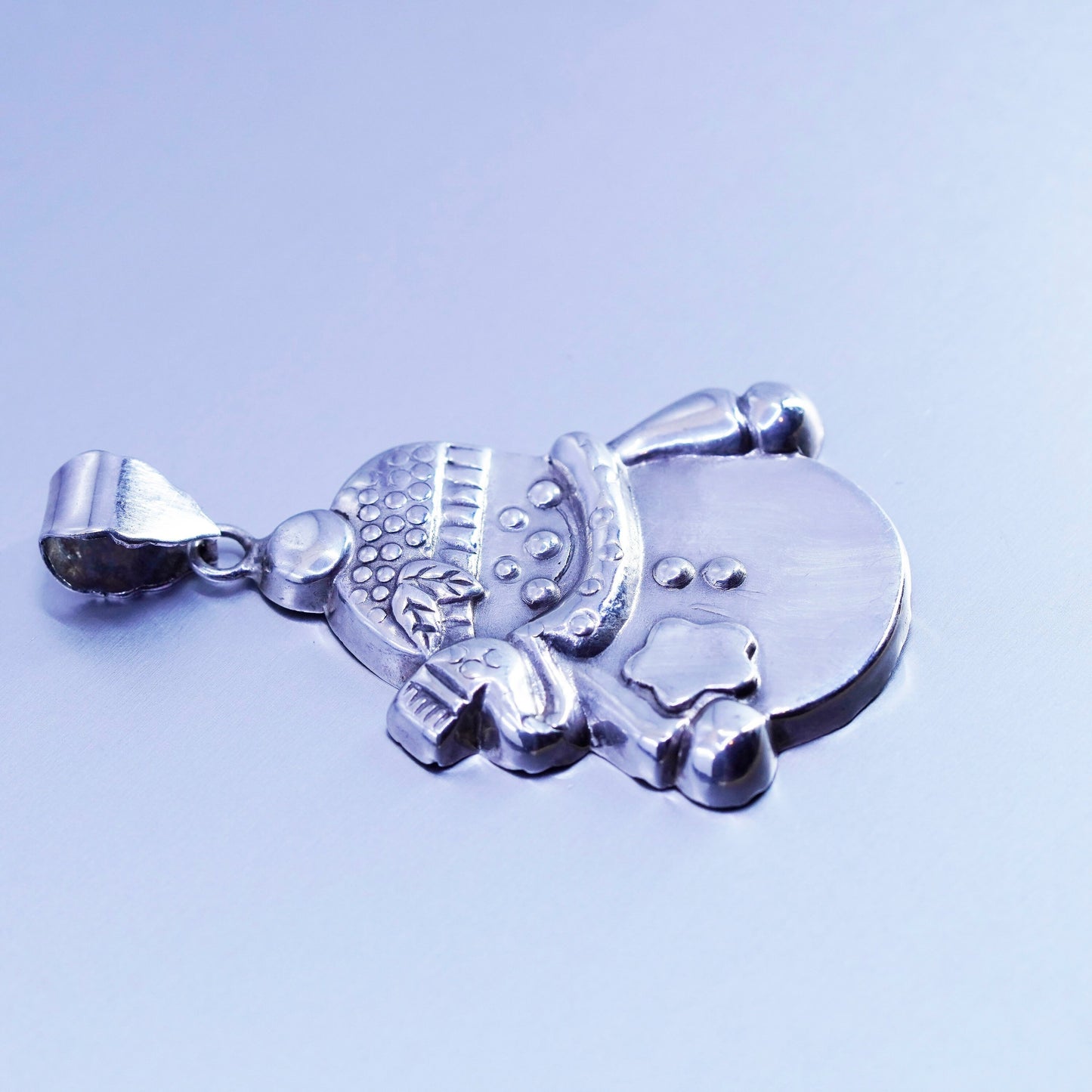 Antique Sterling silver handmade charm, 925 snowman pendant
