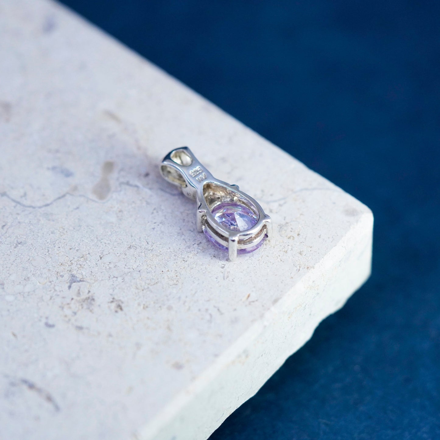 vintage Sterling 925 silver handmade pendant with crystal