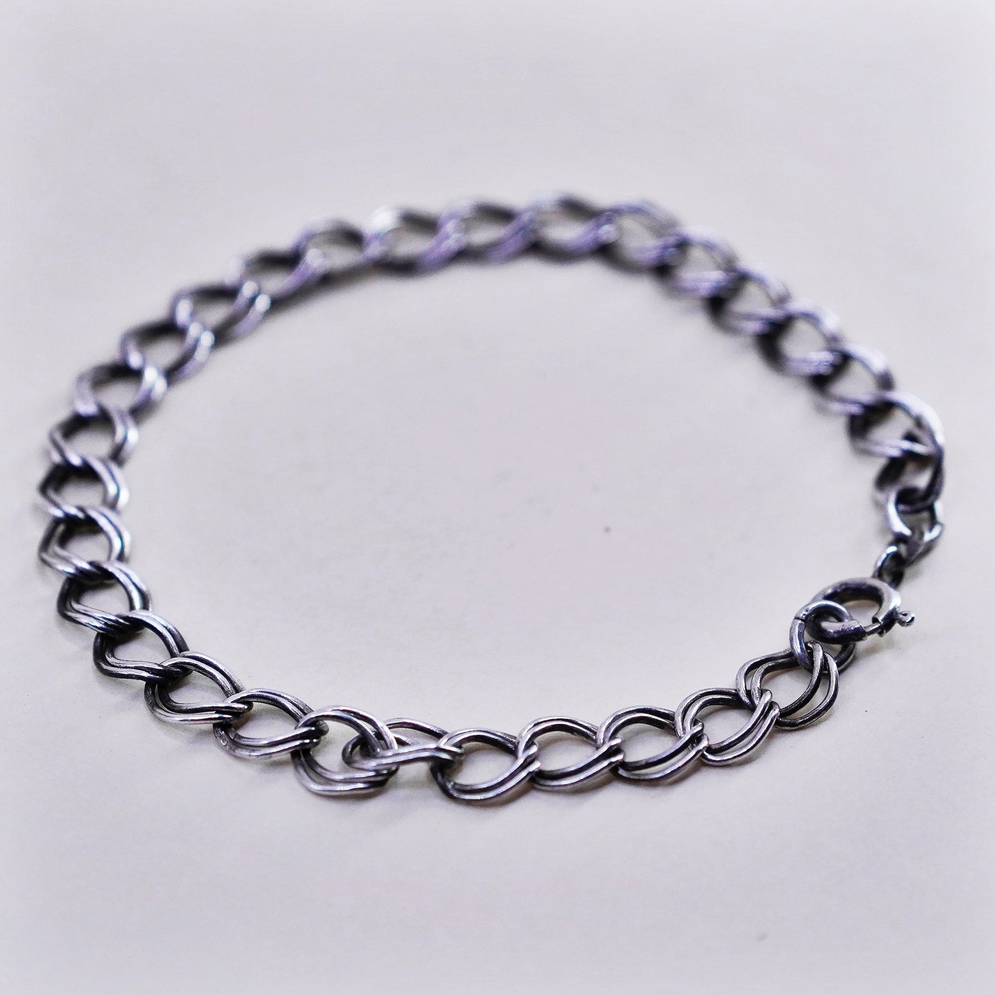 7.25”, 7mm, Vintage prochain sterling silver bracelet, 925 double curb chain