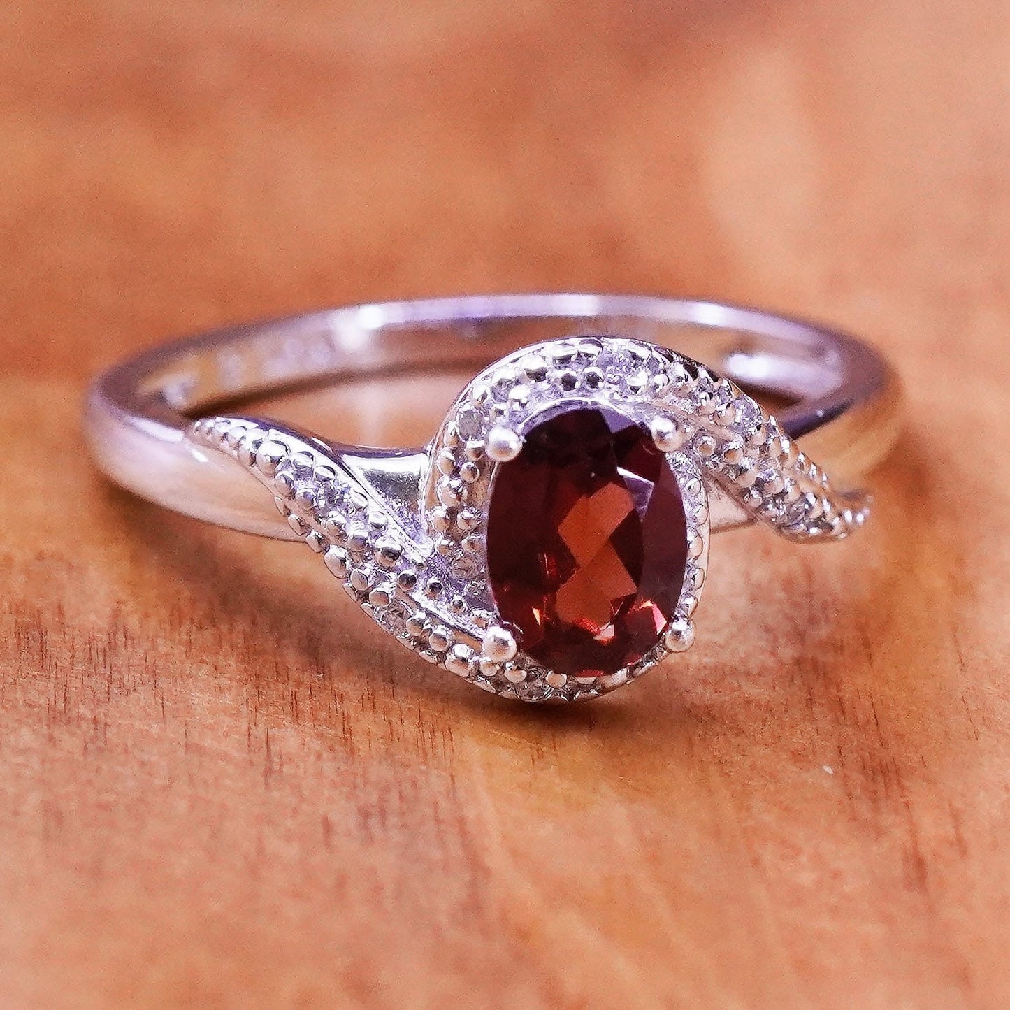 Size 8.25, vintage Sterling 925 silver handmade statement ring w/ heart diamond