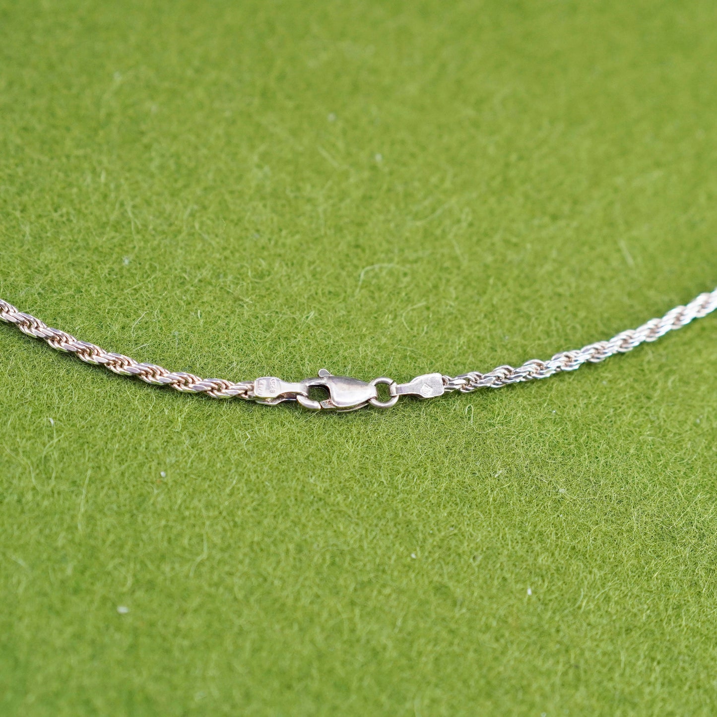 20” 2mm, vintage sterling silver necklace, 925 rope chain