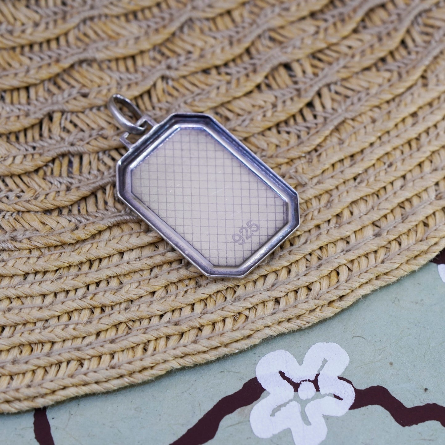 Vintage Sterling silver handmade charm, 925 pendant engraved letters