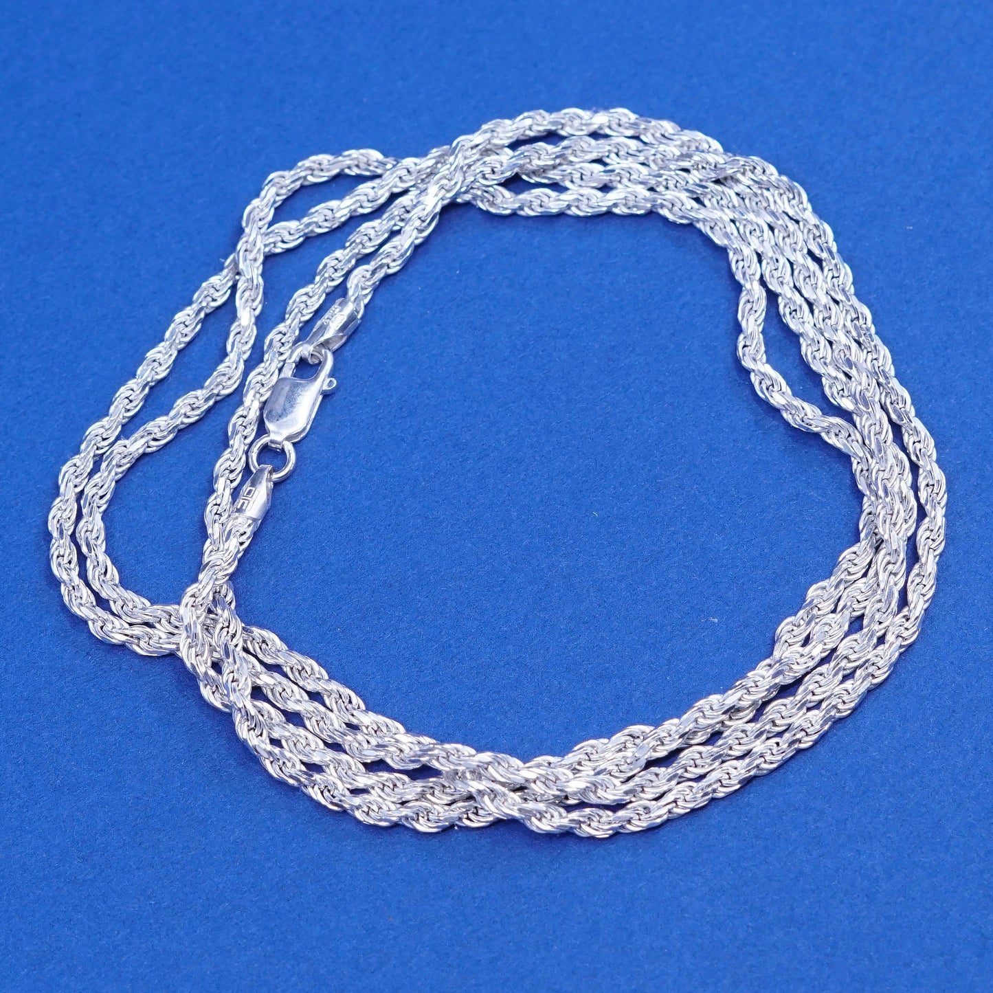 30”, 2mm, vintage OTC Sterling silver handmade necklace, 925 diamond rope chain