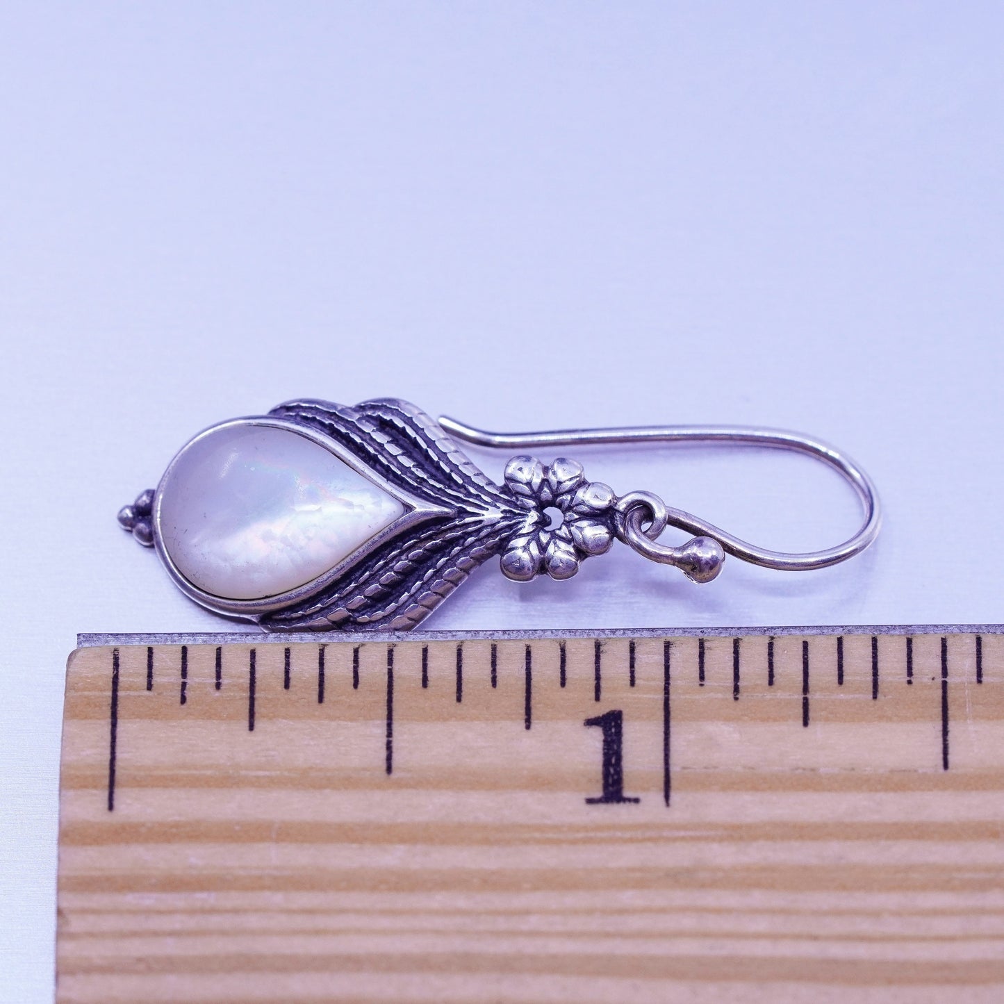 Vintage Sterling 925 silver handmade earrings with teardrop turquoise